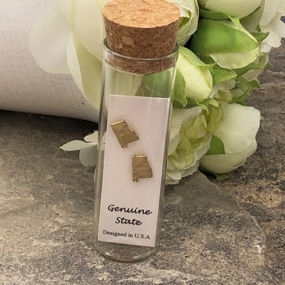 Mini Alabama State Shape Gold Stud Earrings Alabama Alabama Alabama Alabama - Picture 1 of 4